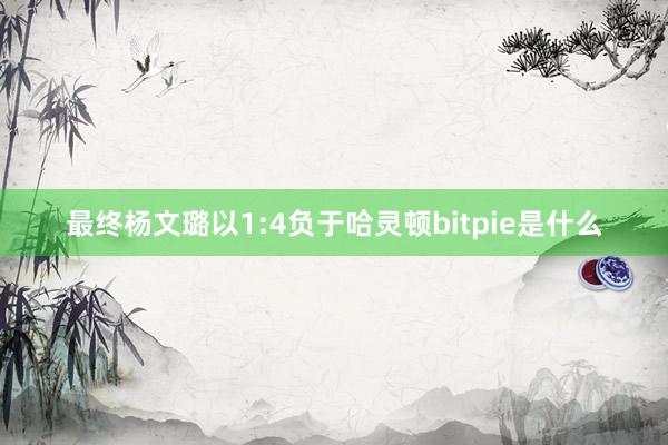 最终杨文璐以1:4负于哈灵顿bitpie是什么