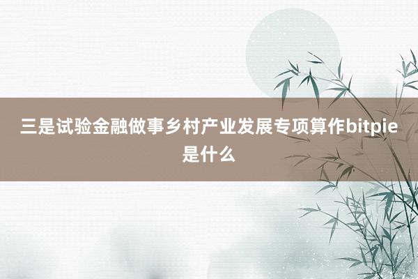 三是试验金融做事乡村产业发展专项算作bitpie是什么