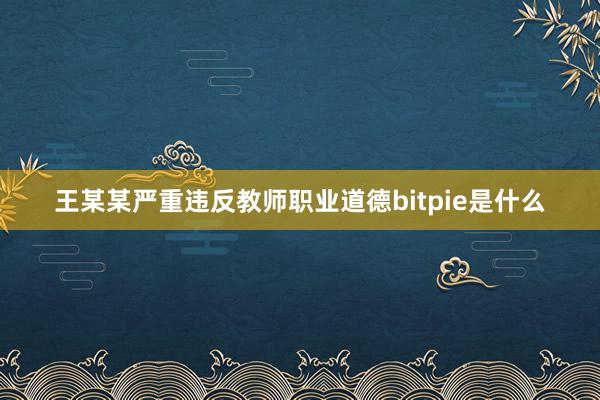 王某某严重违反教师职业道德bitpie是什么