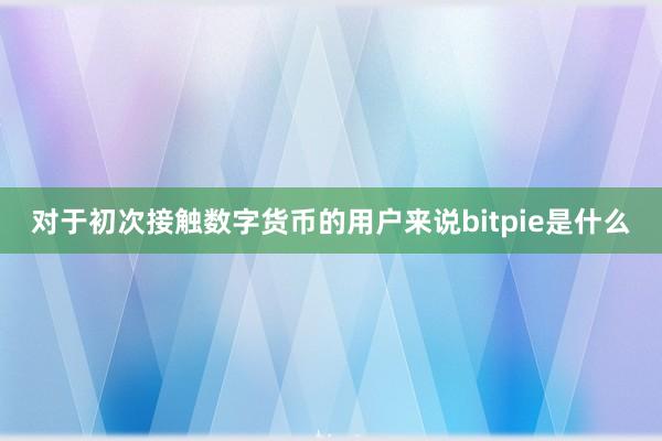 对于初次接触数字货币的用户来说bitpie是什么