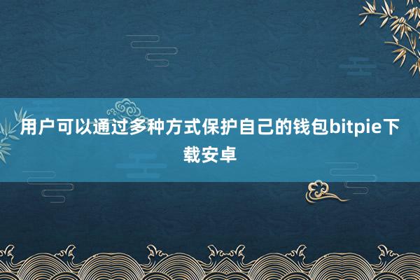 用户可以通过多种方式保护自己的钱包bitpie下载安卓