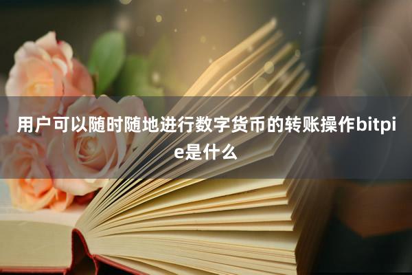 用户可以随时随地进行数字货币的转账操作bitpie是什么