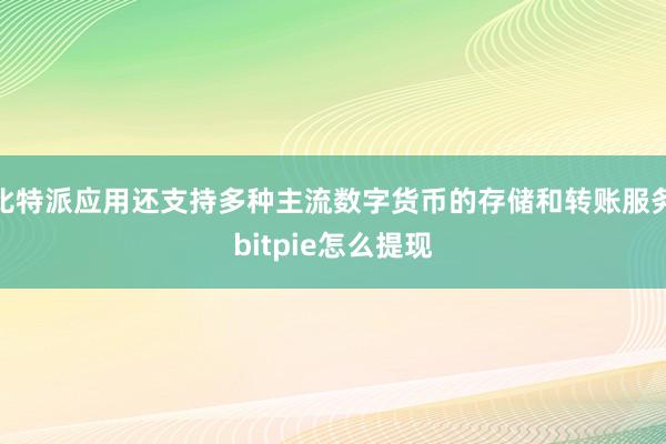 比特派应用还支持多种主流数字货币的存储和转账服务bitpie怎么提现