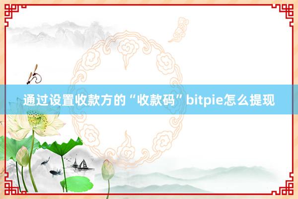 通过设置收款方的“收款码”bitpie怎么提现