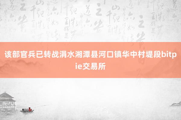 该部官兵已转战涓水湘潭县河口镇华中村堤段bitpie交易所