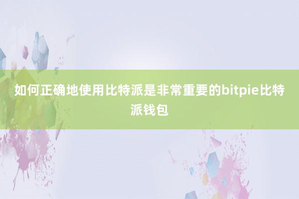 如何正确地使用比特派是非常重要的bitpie比特派钱包