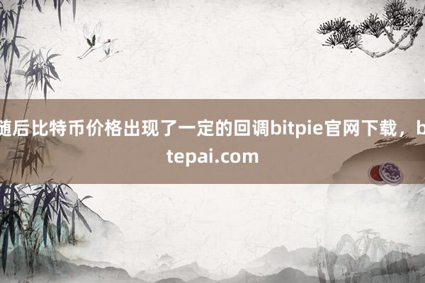 随后比特币价格出现了一定的回调bitpie官网下载，bitepai.com