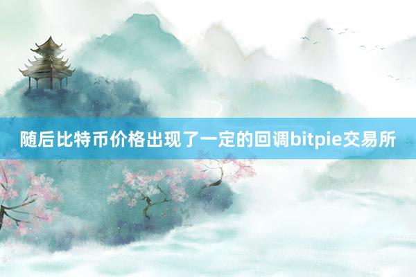 随后比特币价格出现了一定的回调bitpie交易所