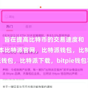 旨在提高比特币的交易速度和降低交易成本比特派官网，比特派钱包，比特派下载，bitpie钱包苹果